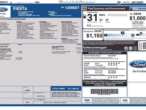 Used 2018 Ford Fiesta SE w/ Cold Weather Package FWD image 30