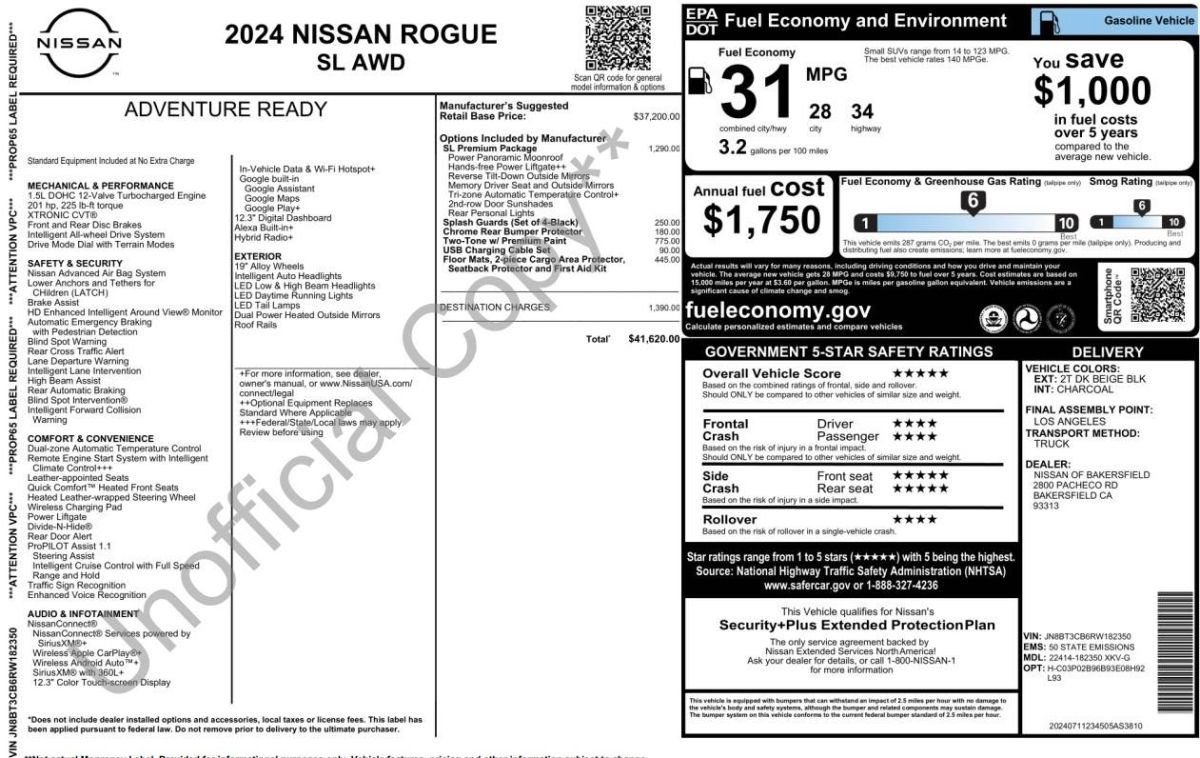 Used 2024 Nissan Rogue SL w/ SL Premium Package AWD/4WD image 15