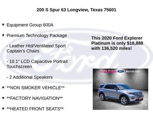 Certified 2020 Ford Explorer Platinum w/ Premium Technology Package AWD/4WD image 5
