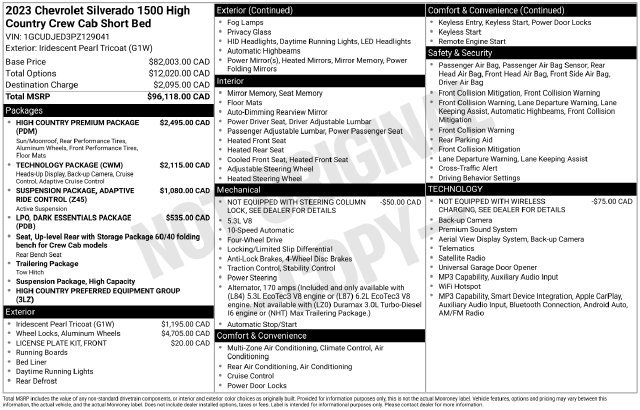 Used 2023 Chevrolet Silverado 1500 High Country w/ High Country Premium Package AWD/4WD image 13
