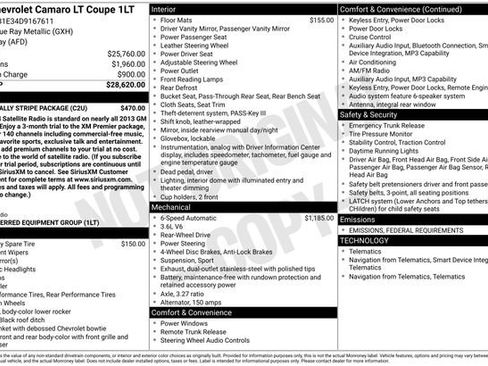 Used 2013 Chevrolet Camaro LT w/ Silver Rally Stripe Package image 7