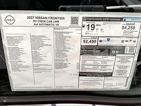 New 2027 Nissan Frontier SV w/ SV Convenience Package AWD/4WD image 42
