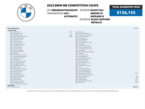 Used 2022 BMW M8 Competition w/ Driving Assistance Package AWD/4WD image 70