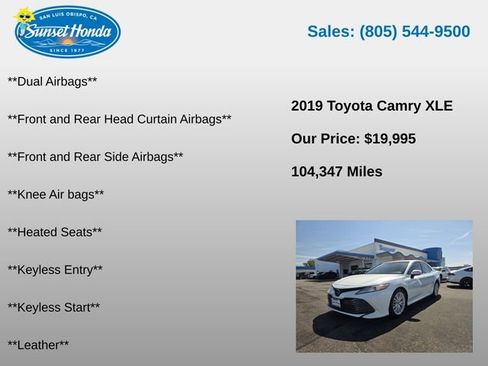 Used 2019 Toyota Camry XLE w/ Protection Package (Q2) FWD image 10