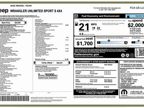 Certified 2022 Jeep Wrangler Unlimited Sport image 2