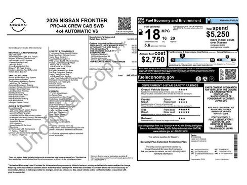 New 2026 Nissan Frontier PRO-4X w/ Tow Package AWD/4WD image 2