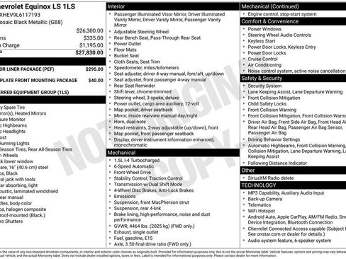 Used 2020 Chevrolet Equinox LS w/ LPO, Floor Liner Package FWD image 16