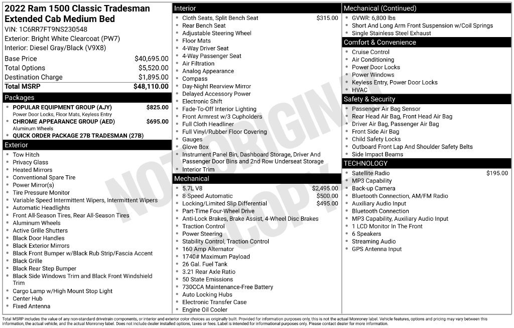 Used 2022 RAM 1500 Tradesman w/ Popular Equipment Group AWD/4WD image 6