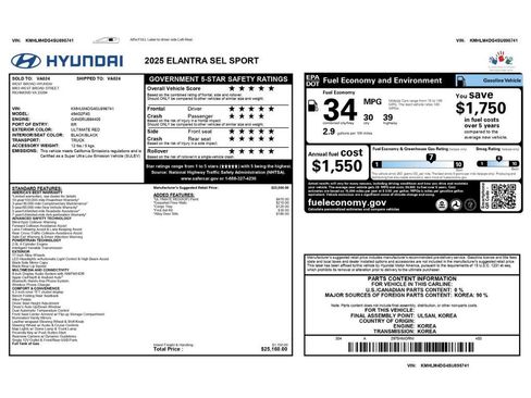 Used 2025 Hyundai Elantra Sport FWD image 2