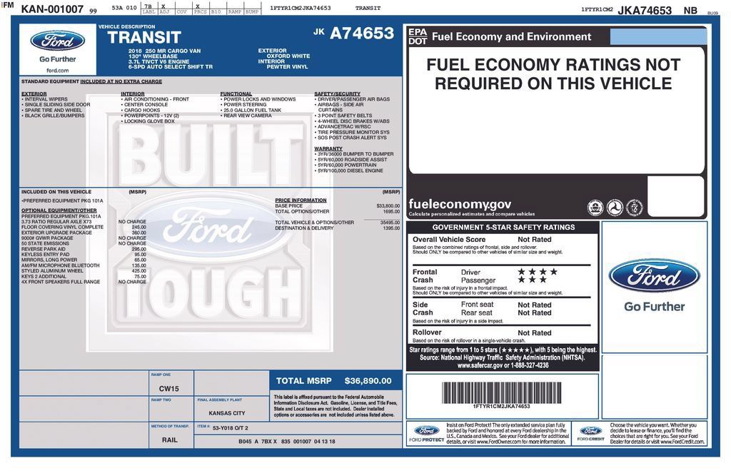 Used 2018 Ford Transit 250 130 Medium Roof w/ Exterior Upgrade Package RWD image 16
