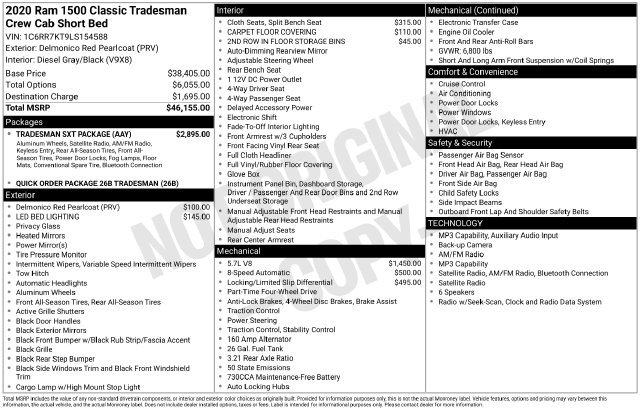 Used 2020 RAM 1500 Tradesman w/ Tradesman SXT Package AWD/4WD image 6