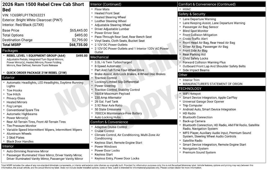 Certified 2026 RAM 1500 Rebel w/ Rebel Level 1 Equipment Group AWD/4WD image 26