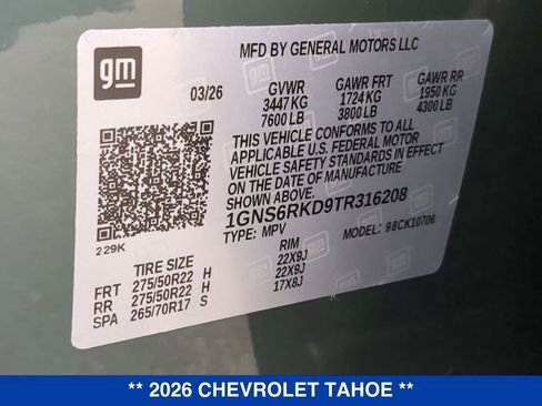 New 2026 Chevrolet Tahoe RST w/ Comfort Package image 27
