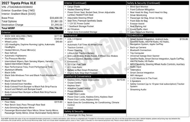 New 2027 Toyota Prius XLE AWD/4WD image 33