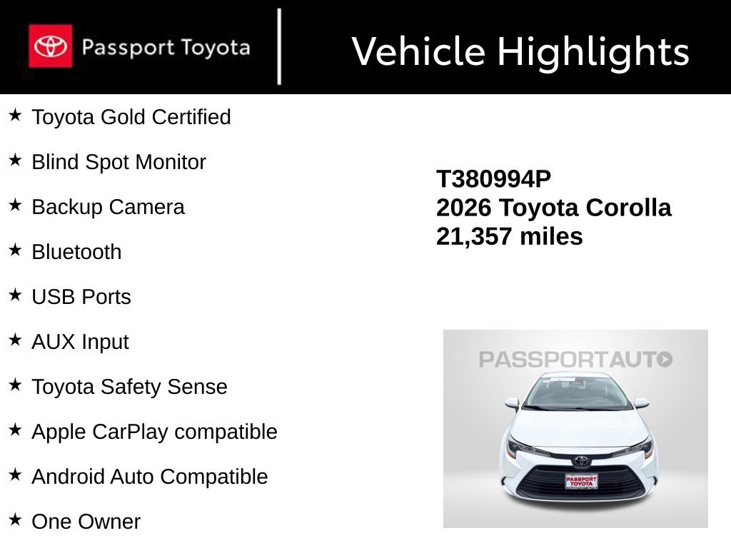 Certified 2026 Toyota Corolla LE FWD image 13