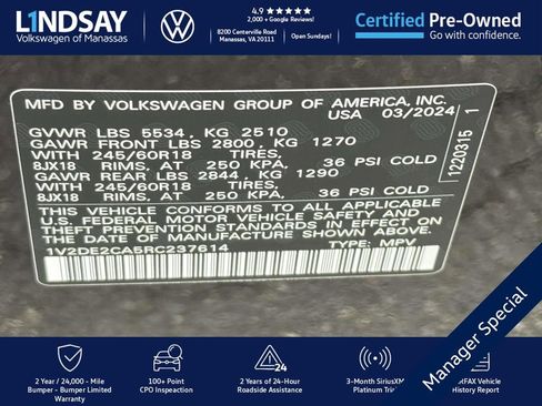 Certified 2024 Volkswagen Atlas Cross Sport SE image 26