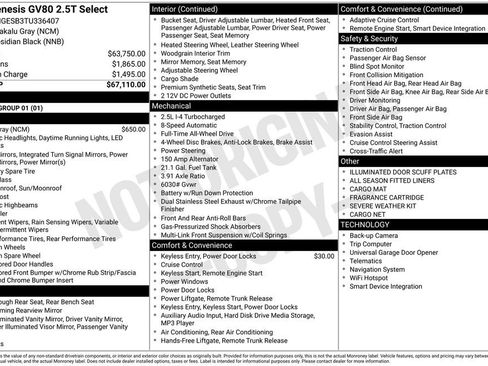 New 2026 Genesis GV80 2.5T Select AWD/4WD image 3