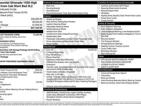 Used 2019 Chevrolet Silverado 1500 High Country w/ Technology Package AWD/4WD image 41