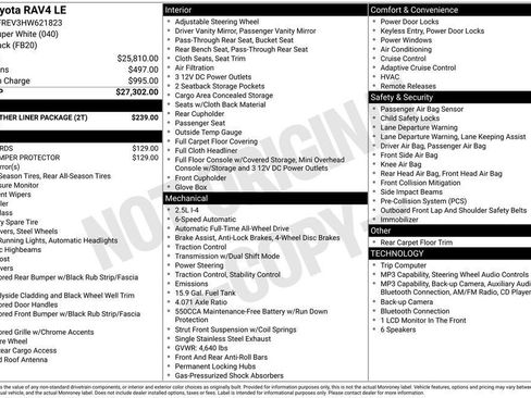 Used 2017 Toyota RAV4 LE w/ All Weather Liner Package AWD/4WD image 25