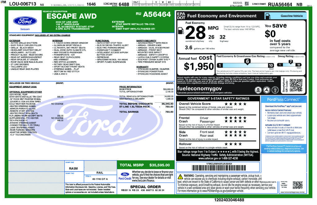 Used 2024 Ford Escape ST-Line w/ Tech Pack #1 AWD/4WD image 67