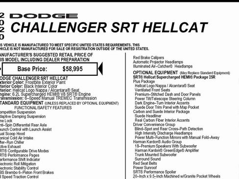 Used 2020 Dodge Challenger SRT Hellcat w/ Plus Package image 3