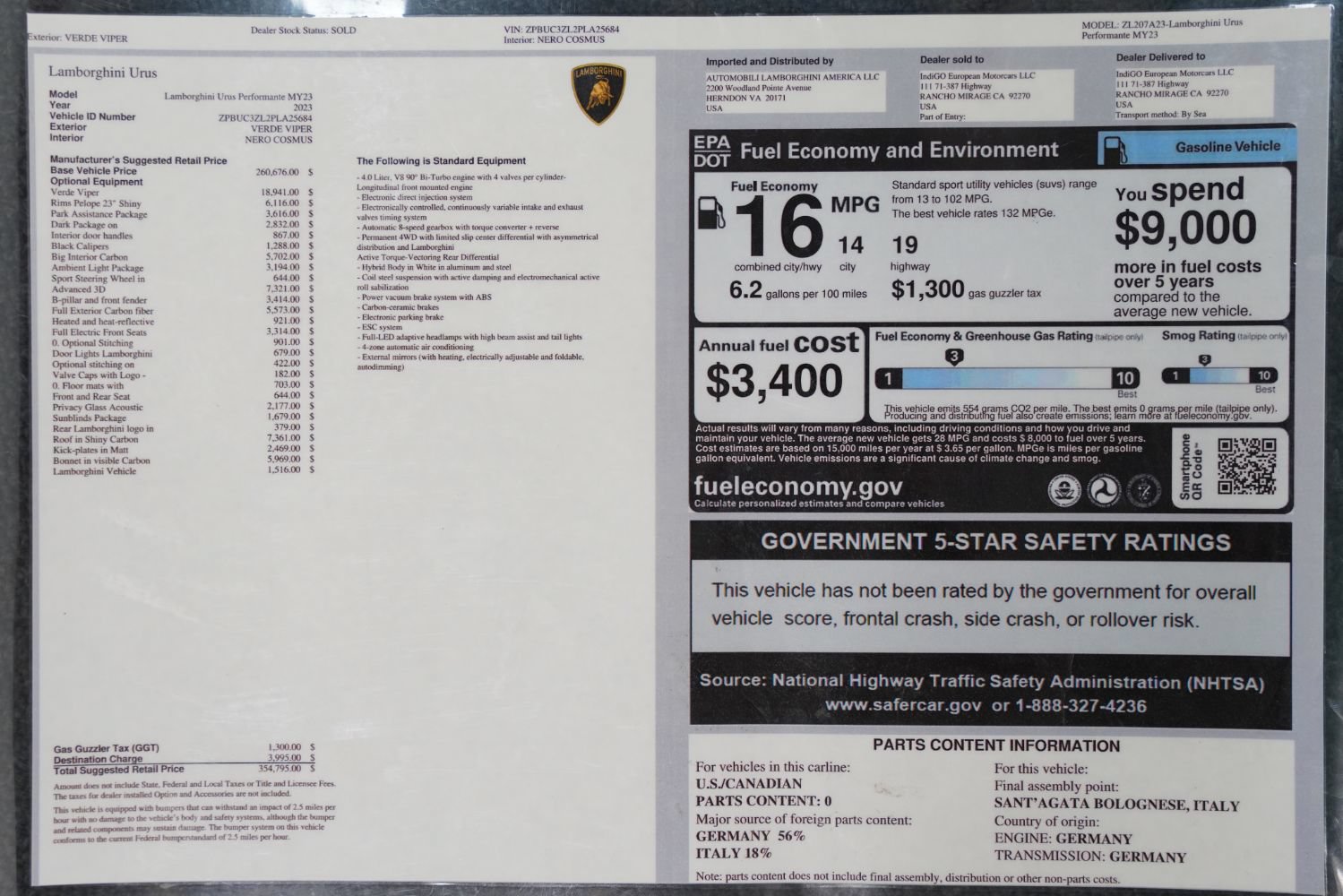 Used 2023 Lamborghini Urus Performante AWD/4WD image 4