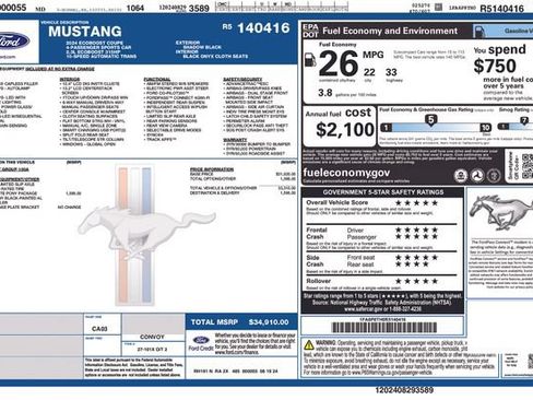 Used 2024 Ford Mustang Coupe w/ Mustang Nite Pony Package RWD image 5
