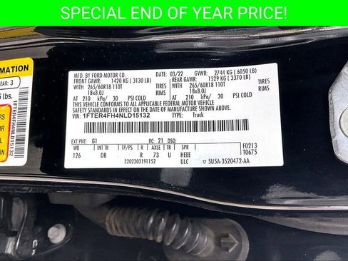 Used 2022 Ford Ranger Lariat w/ Equipment Group 501A High image 20