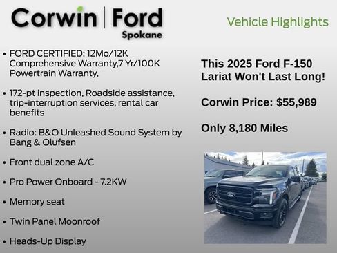 Used 2025 Ford F150 Lariat w/ Equipment Group 502A High AWD/4WD image 18