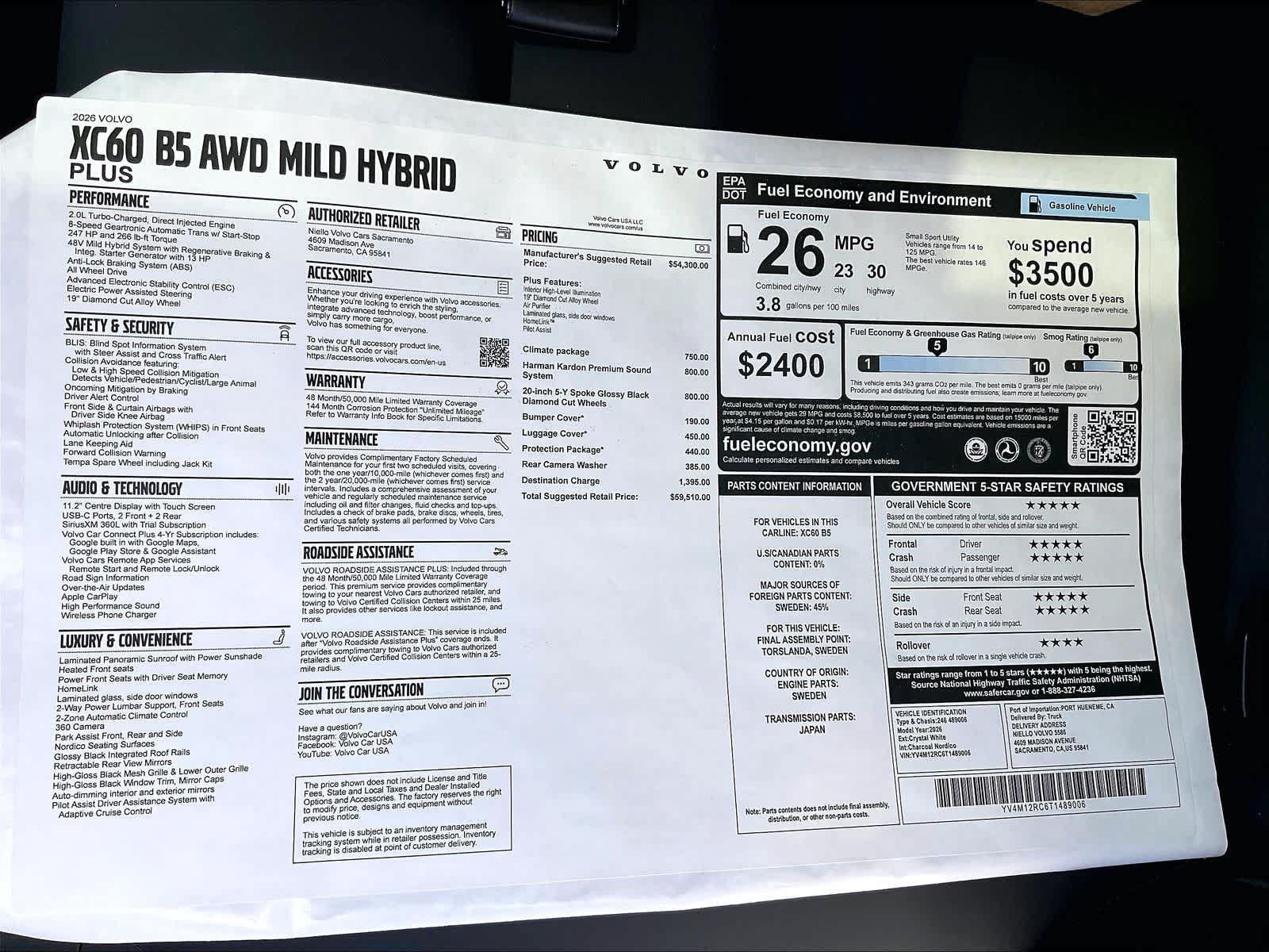 New 2026 Volvo XC60 B5 Plus w/ Climate Package AWD/4WD image 35