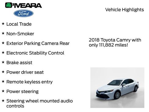 Used 2018 Toyota Camry LE FWD image 7