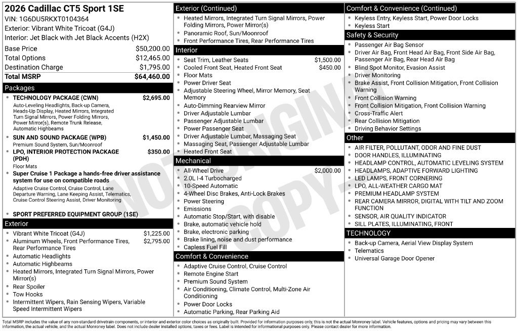 Certified 2026 Cadillac CT5 Sport w/ Technology Package AWD/4WD image 43
