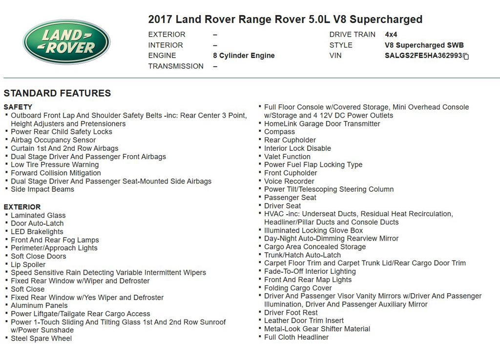 Used 2017 Land Rover Range Rover Supercharged AWD/4WD image 16