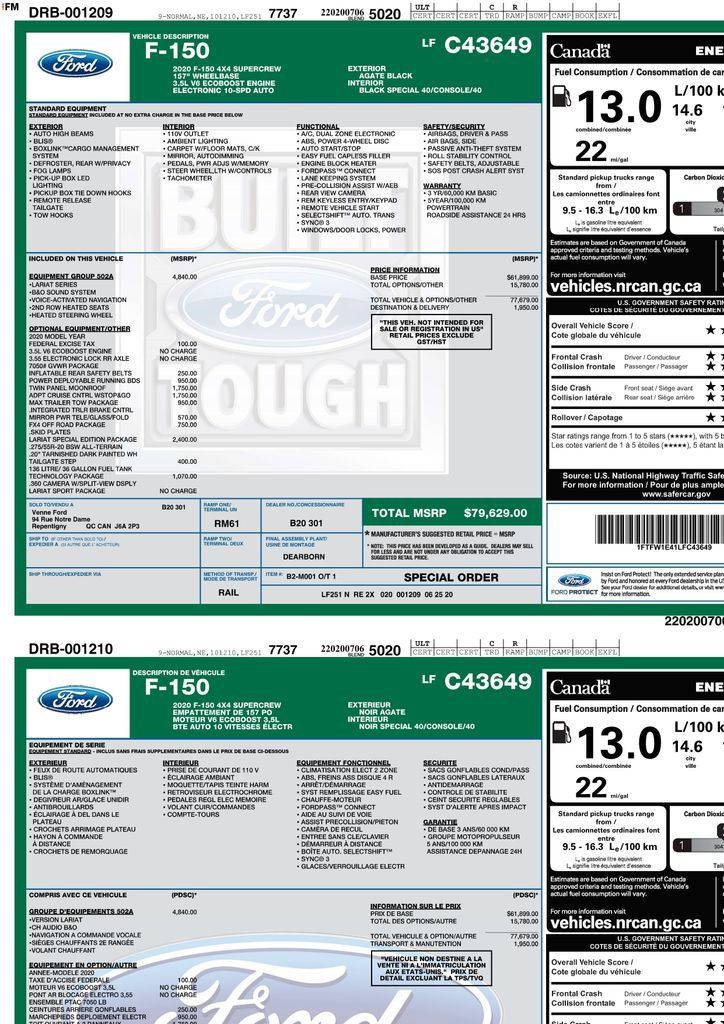 Used 2020 Ford F150 Lariat w/ Equipment Group 502A Luxury AWD/4WD image 3