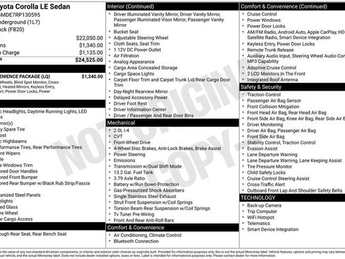 Used 2024 Toyota Corolla LE w/ LE Convenience Package image 2