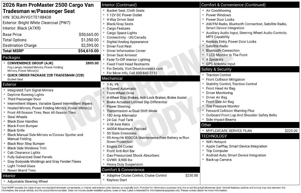 New 2026 RAM ProMaster 2500 w/ Convenience Group FWD image 7
