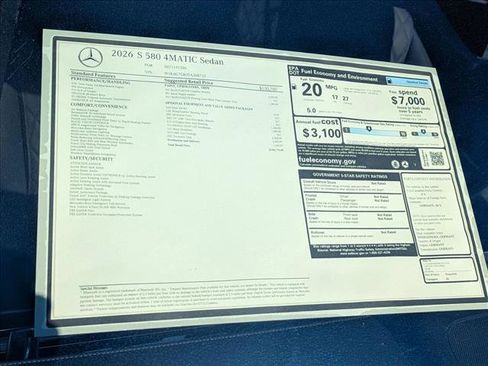 New 2026 Mercedes-Benz S 580 4MATIC Sedan image 16