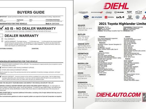 Used 2021 Toyota Highlander Limited AWD/4WD image 52