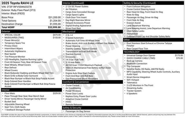 Certified 2025 Toyota RAV4 LE AWD/4WD image 33