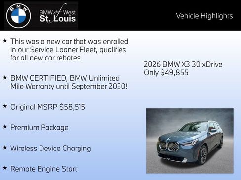 Used 2026 BMW X3 xDrive30i AWD/4WD image 8