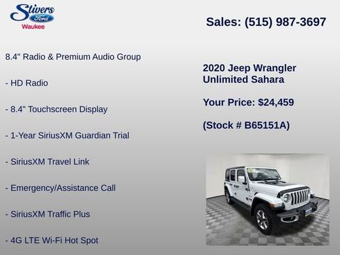 Used 2020 Jeep Wrangler Unlimited Sahara AWD/4WD image 16