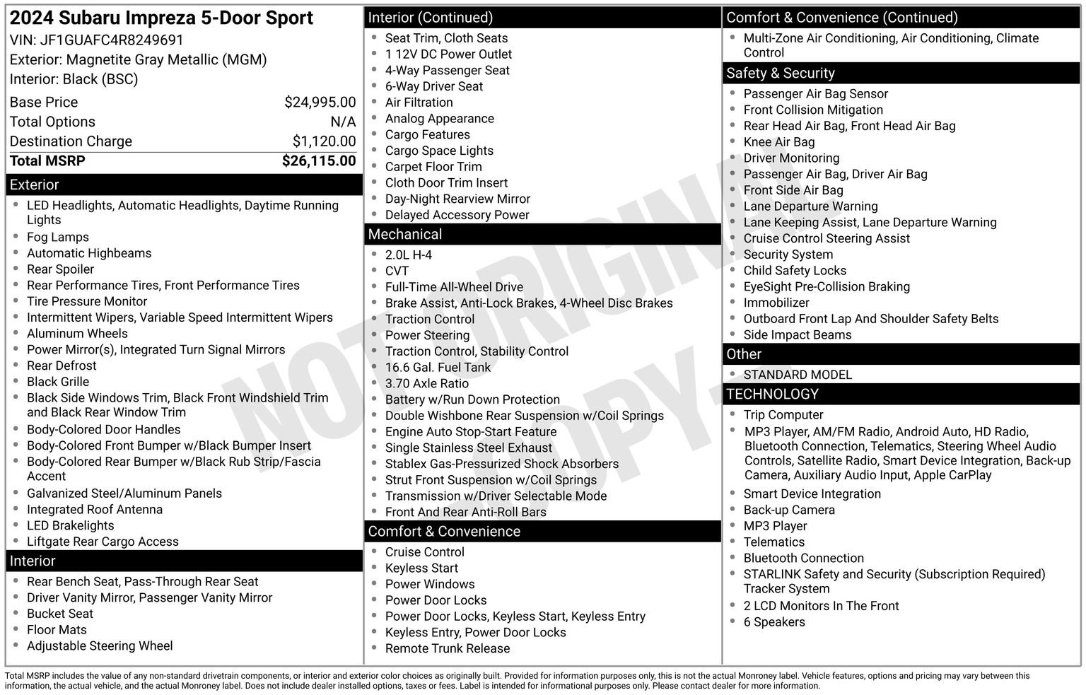 Certified 2024 Subaru Impreza 2.0i Sport AWD/4WD image 35