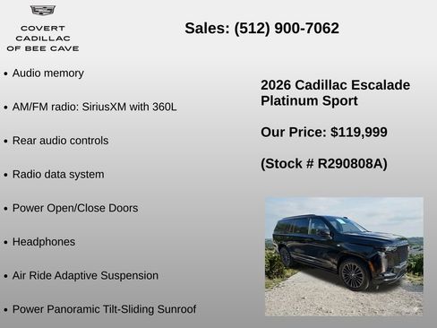 Used 2026 Cadillac Escalade Platinum Sport w/ LPO, Floor Liner Package image 12