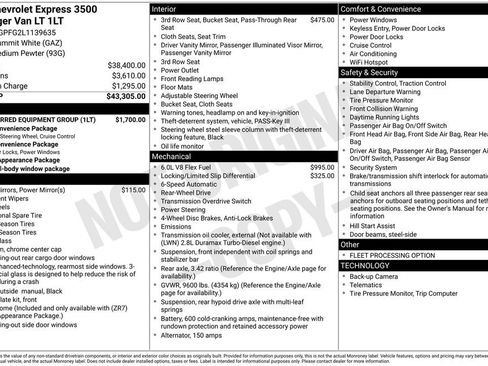 Used 2020 Chevrolet Express 3500 LT w/ LT Preferred Equipment Group RWD image 12