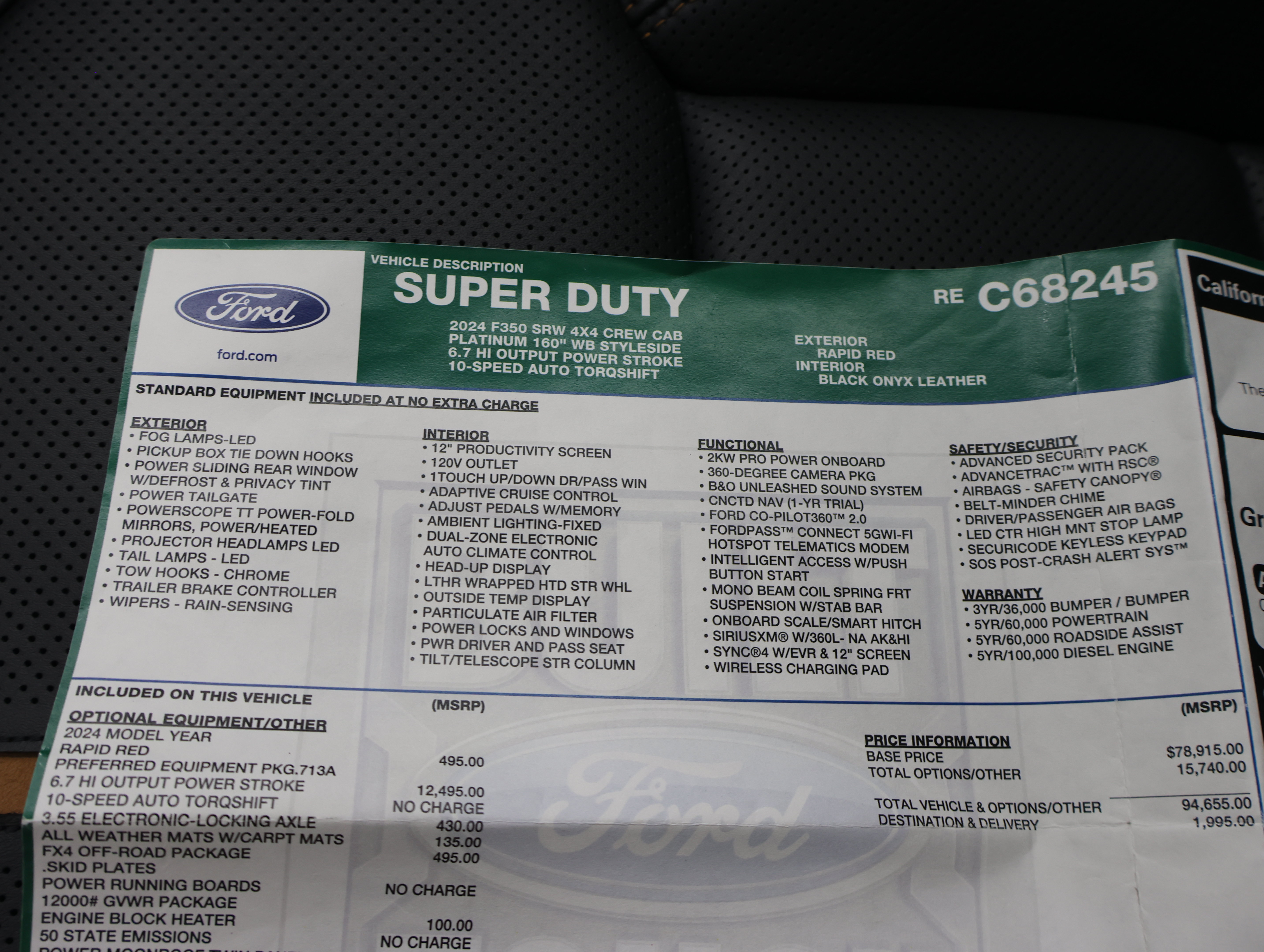 Used 2024 Ford F350 Platinum w/ FX4 Off-Road Package AWD/4WD image 76