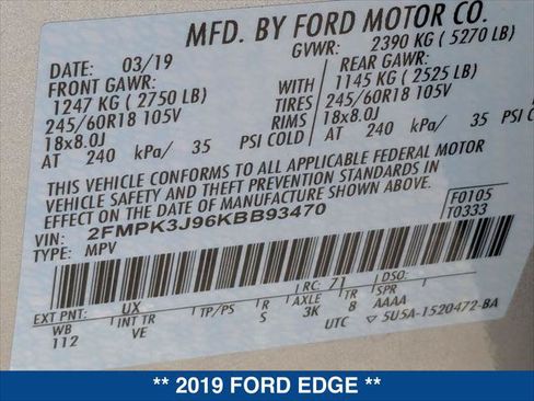 Used 2019 Ford Edge SEL w/ Equipment Group 201A FWD image 24