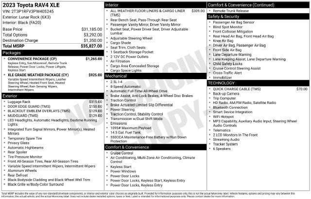 Used 2023 Toyota RAV4 XLE w/ Convenience Package AWD/4WD image 8