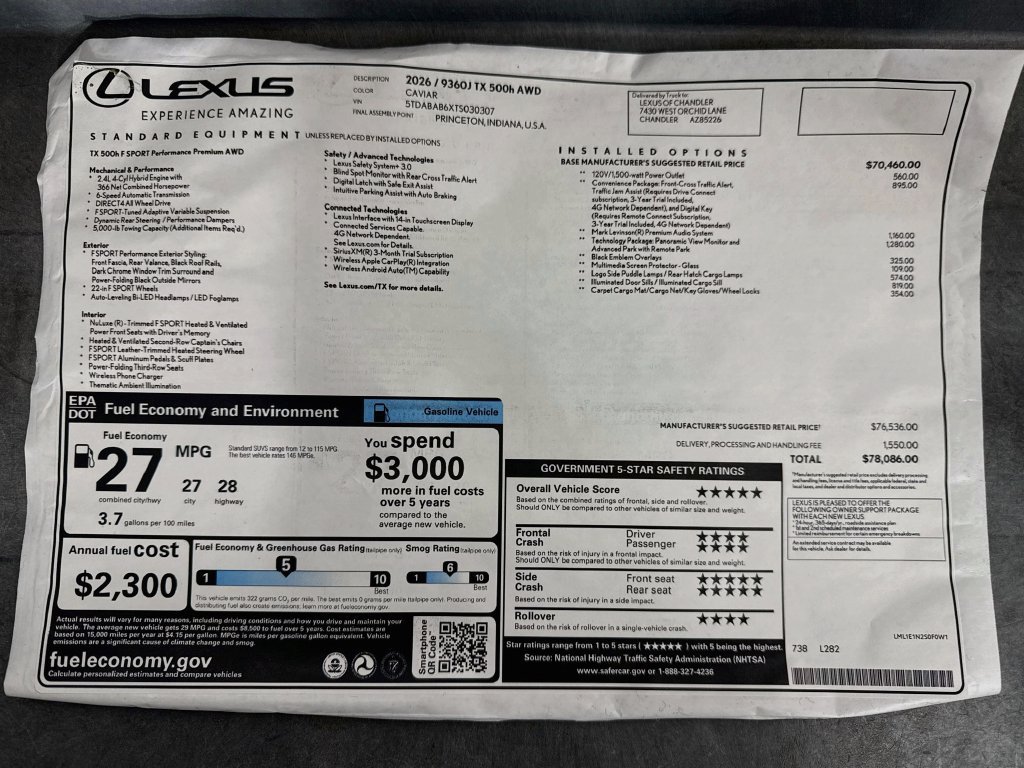 New 2026 Lexus TX 500h AWD image 9