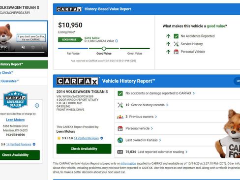 Used 2014 Volkswagen Tiguan S image 2