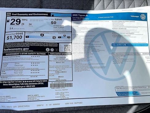 New 2026 Volkswagen Tiguan S image 18